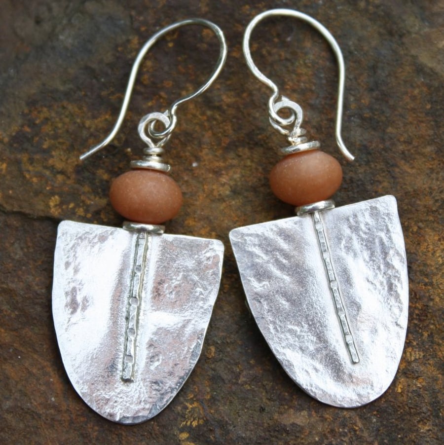 Silver and red aventurine Tribe earrings