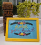 'Hold You Hard' Hand Embroidered Floral Framed Wall Art – 6x4 Inch Vintage Phot
