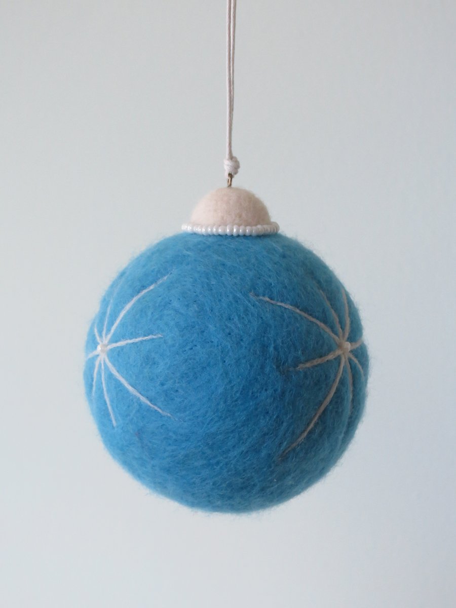 Seconds- Needle Felted Christmas Decoration- Christmas Star (Baby Blue)
