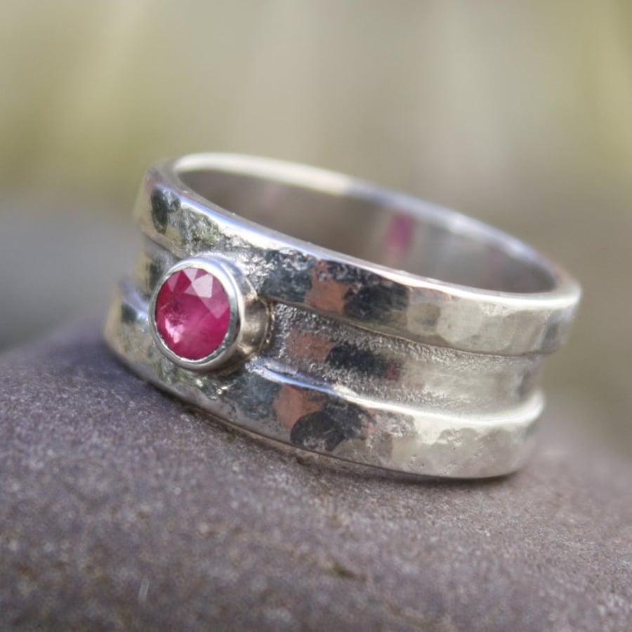 silver and ruby ring - Rill