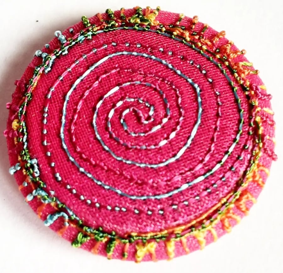 Buttons 1 inch button Hand Dyed Silks and Cottons Free Machine Embroidery Button