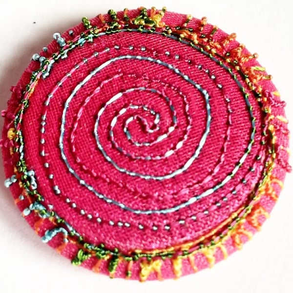 Buttons 1 inch button Hand Dyed Silks and Cottons Free Machine Embroidery Button