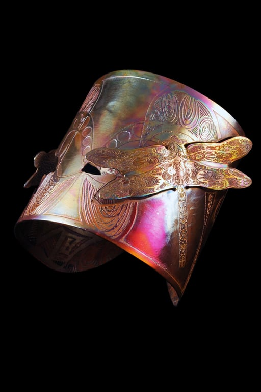 Etched Copper Dragonfly Cuff 