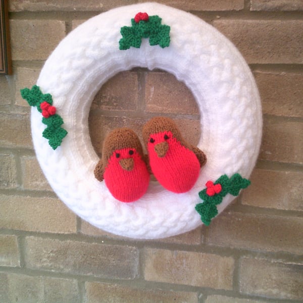 Christmas Wreath with Robins