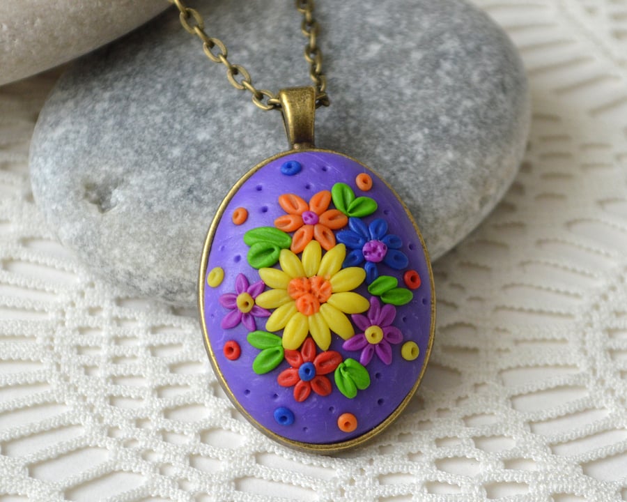 Polymer Clay Pendant Purple