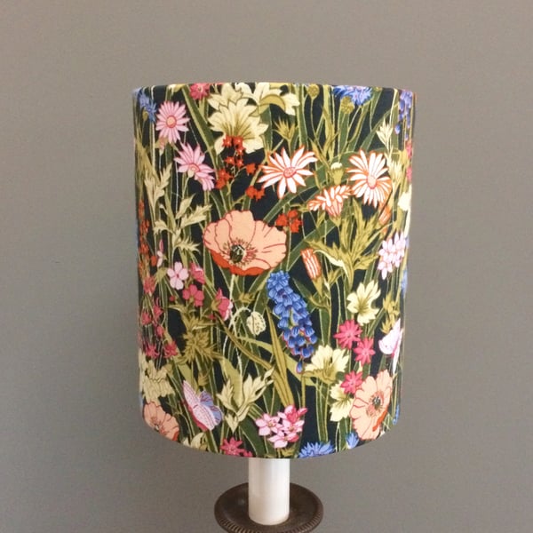 Green Floral Butterfly 70s Jolie Fleur By Moygashel Vintage Fabric Lampshade 