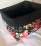 Fabric Storage Box Black Floral Cotton Reusable Storage Caddy - Image 1