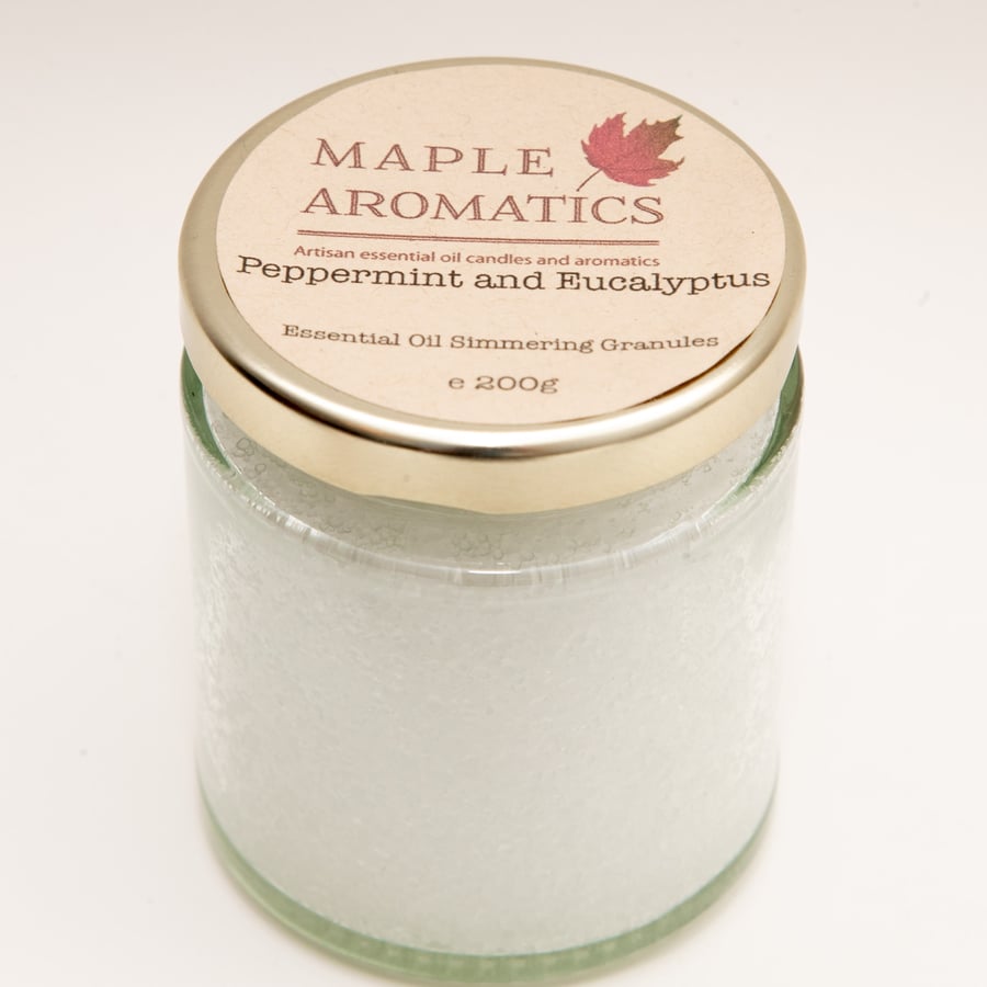 Maple Aromatics Peppermint and Eucalyptus Essential Oil 200g Simmering Granules