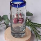 Pretty raspberry and pink dangly polymer clay earrings
