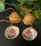 Shell Robin Xmas Hanging Baubles set of 2