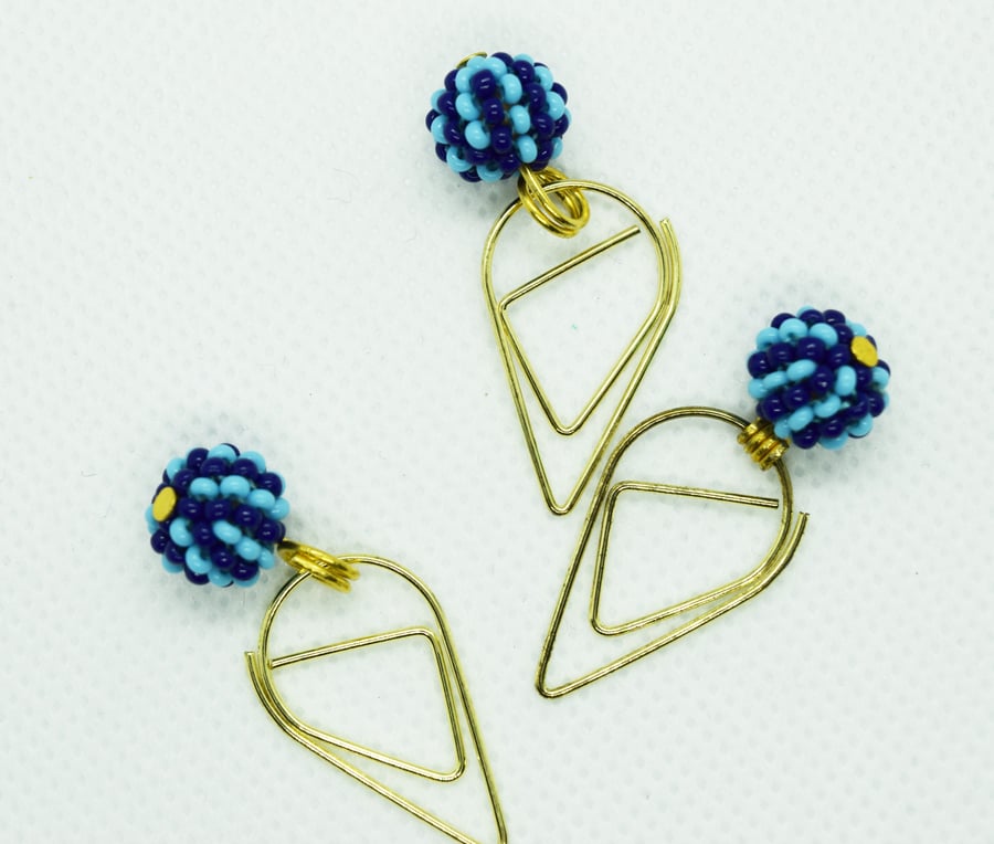 Turquiose & Blue Beaded Bead Teardrop Journal Planner Clips, Paperclip Bookmarks