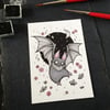 snack attack bat - inktober - original aceo