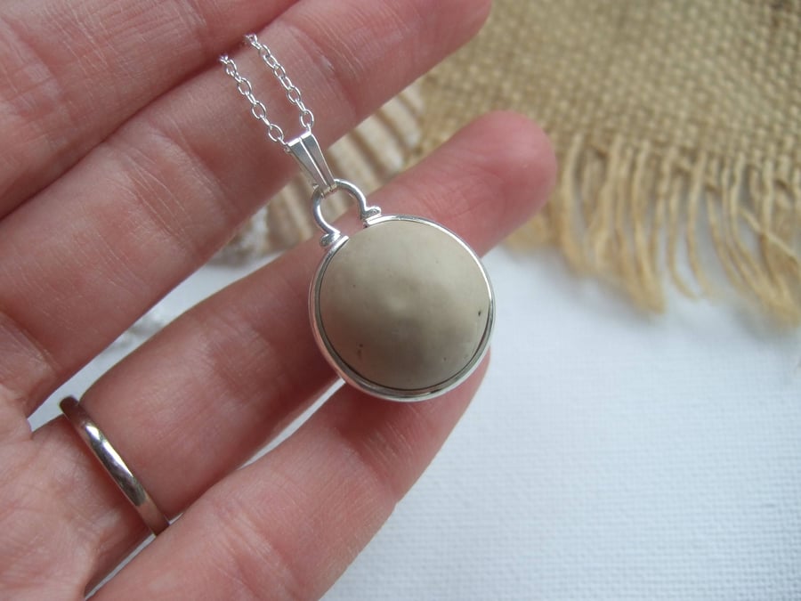 Beach marble necklace, sea clay marble necklace, bezel set, Victorian