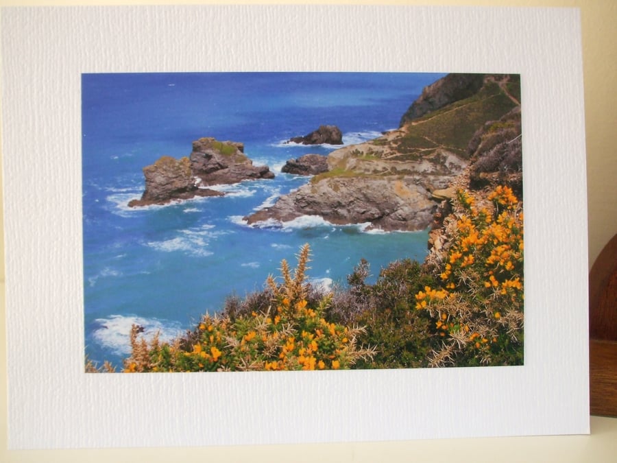 Greetings card with photo of North Cornish coast