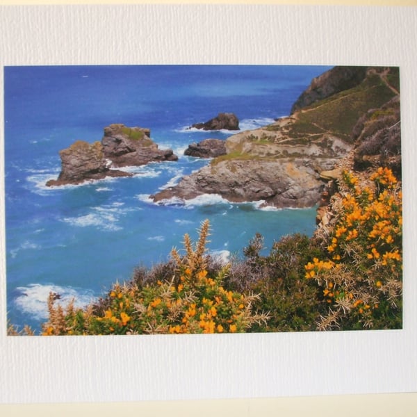 Greetings card with photo of North Cornish coast