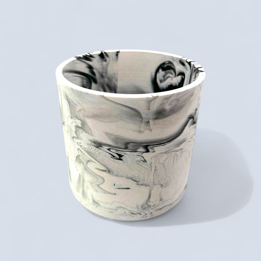Extra Large Marbled Black and White Statement Plant Pot 19 cm