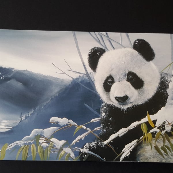Panda Blank Greeting Card - Wildlife Artwork by Pollyanna Pickering