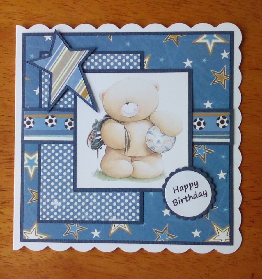 Hand made Forever Friends Birthday Card Football