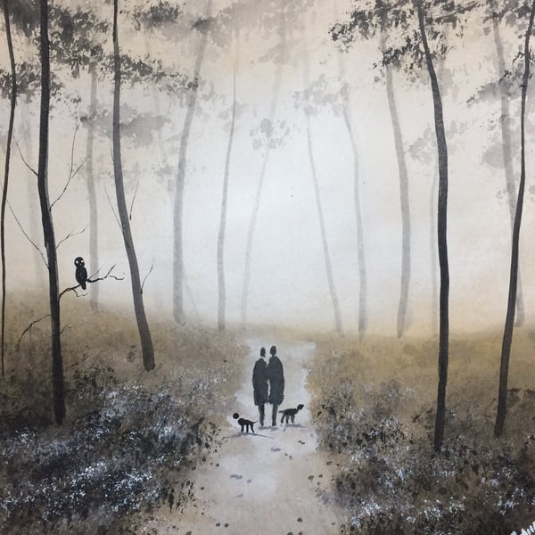 Original Watercolour " Evening Stroll " by Stephen Allen