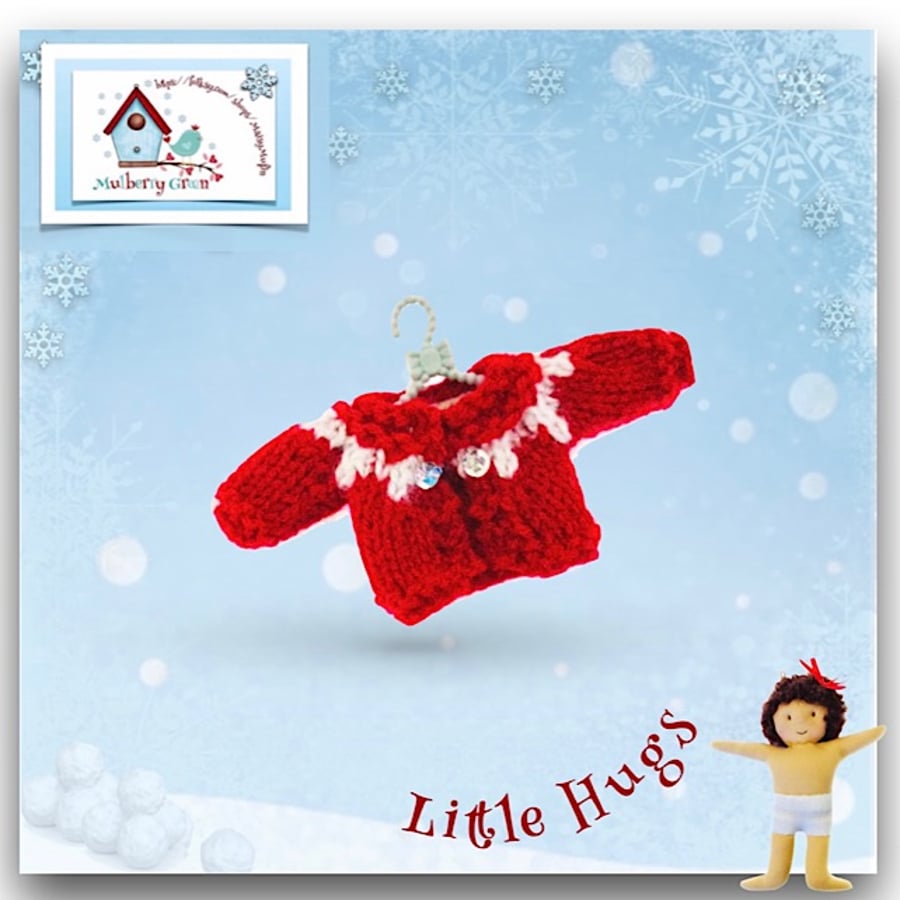 Red Christmas Cardigan to fit the Little Hugs dolls and Baby Daisy
