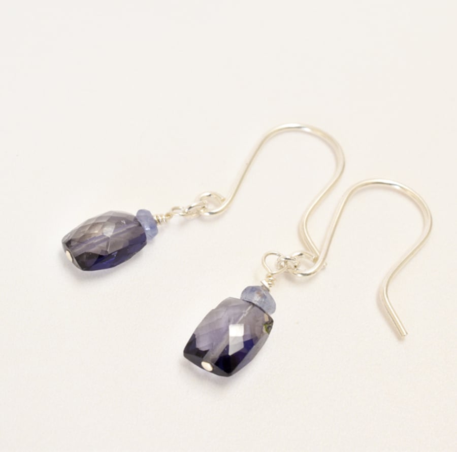 Iolite and Tanzanite Sterling Silver Earrings
