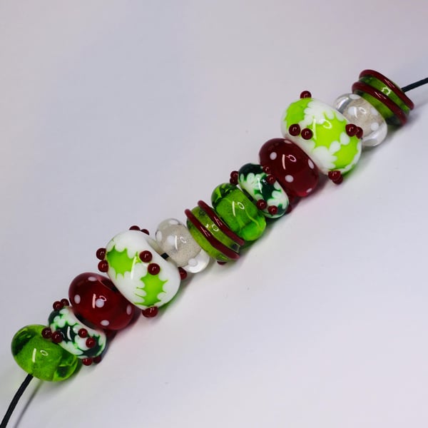 Handmade Christmas lamp work glass beads