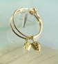 Slim Gold Hoops with Tiny Leaf Dangles 14 ct Gold Fill Hoop Earrings - Image 8