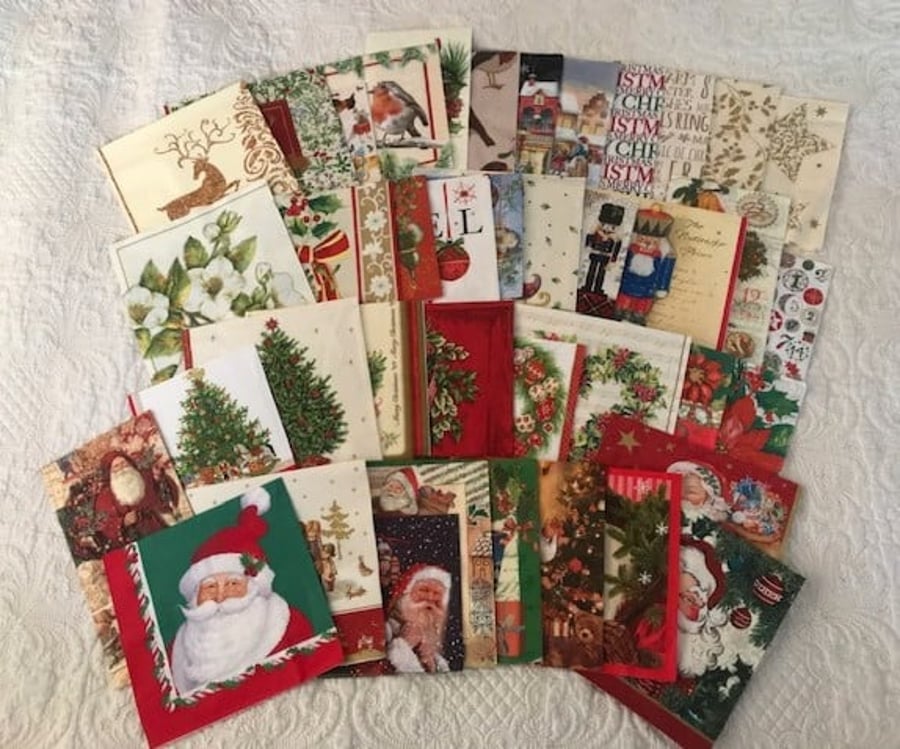 Craft Supplies: Christmas Napkins Collection of 40 (BUNDLE NUMBER 1)   