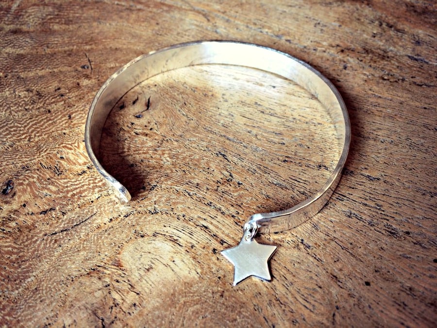 THE BRIGHTEST STAR - Personalised cuff, jewellery, star, Sterling Silver, words