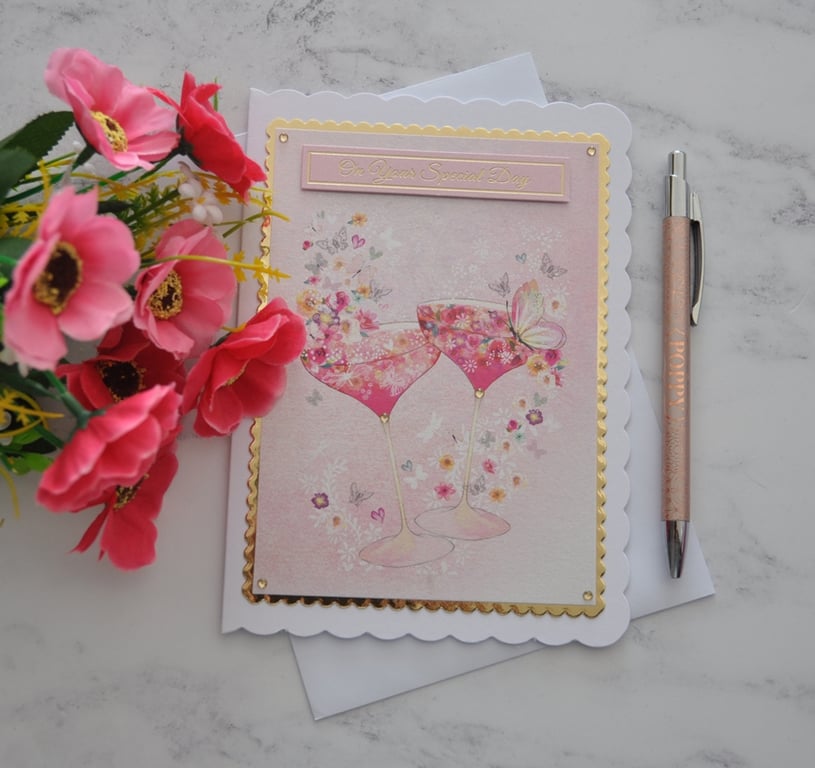 Engagement Wedding Anniversary Card Champagne Cocktails On Your Special Day