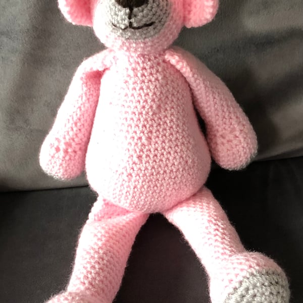 Pink Crocheted Teddy Bear