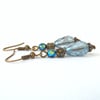 Blue teardrop crystal earrings, vintage style