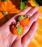Pumpkin earrings, Autumn earrings, Halloween jewellery, Orange jewellery  - Image 3