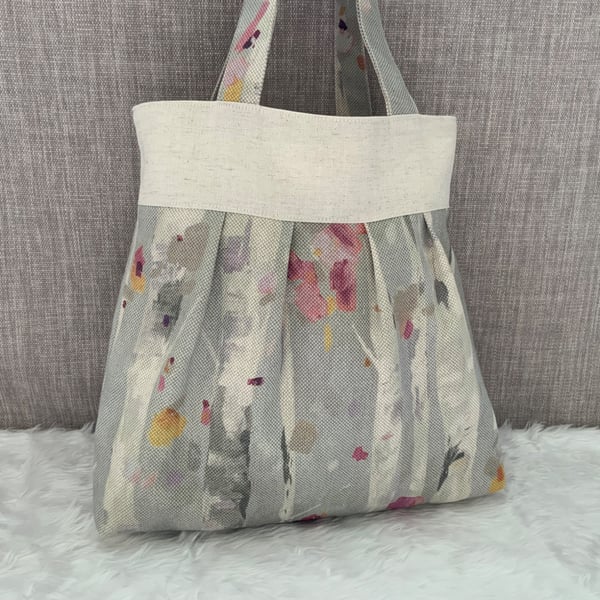 Tote Bag, Pleated Tote Bag, Linen, Day Bag, Handmade Bag, Voyage Fabric