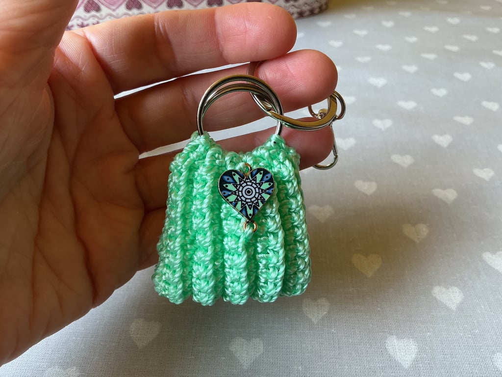Mini crochet Bag Charm Keyring