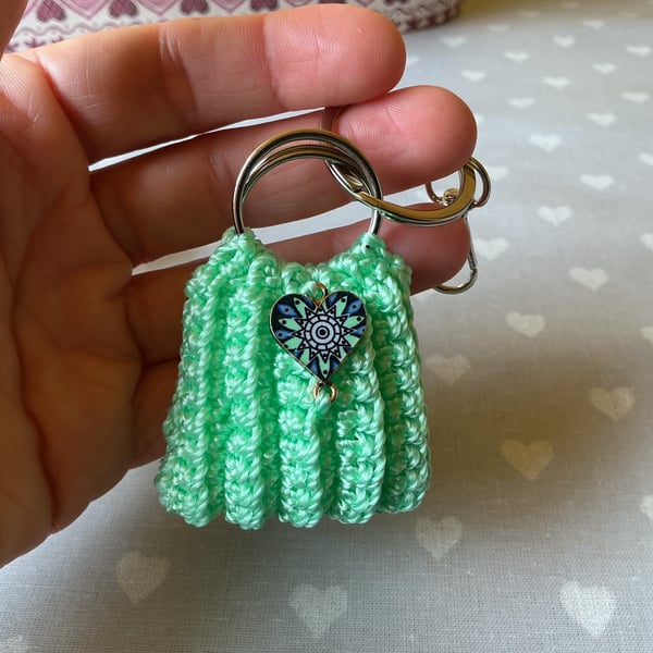 Mini crochet Bag Charm Keyring