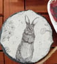  Round Slate coasters - Rabbits