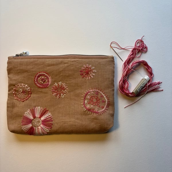 Linen purse - dusky pink - linen pouch