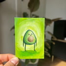 ACEO original - cute avovado on green - acrylic paint - by Holly Rutter
