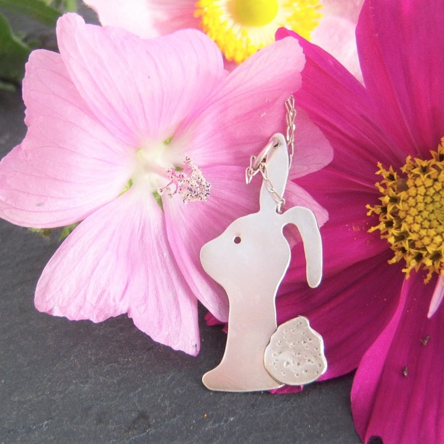 Bunny rabbit pendant in sterling silver