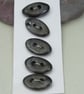 5 Small Oval Obsidian Ceramic Buttons - Image 1