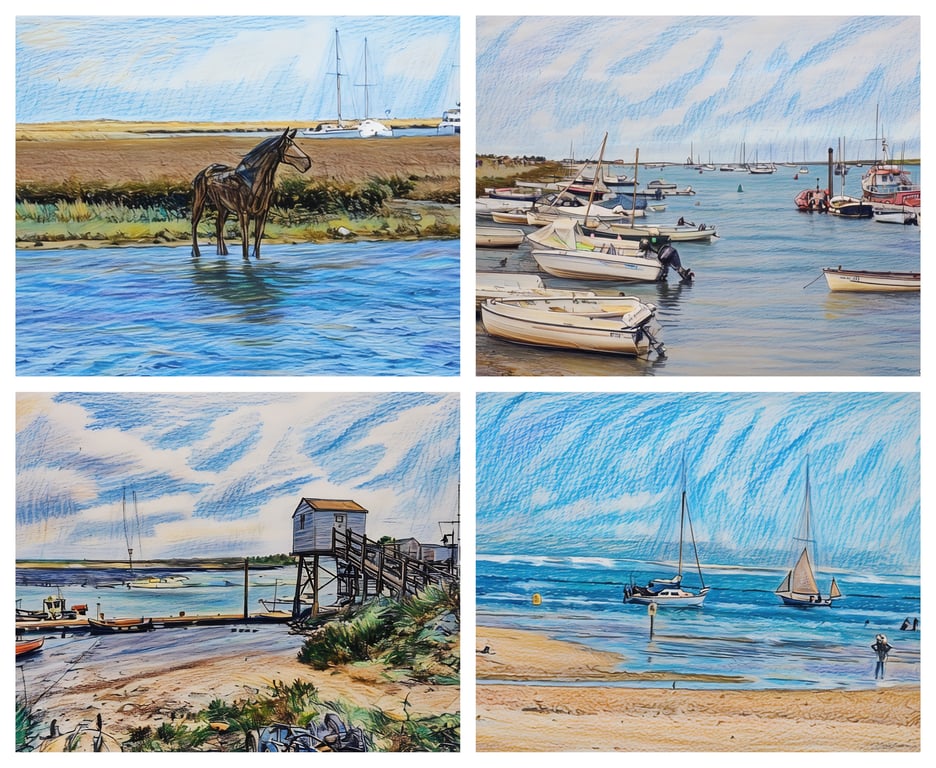 Pack of 4 Mixed Cards A5 Wells-Next-Sea Norfolk Coast 