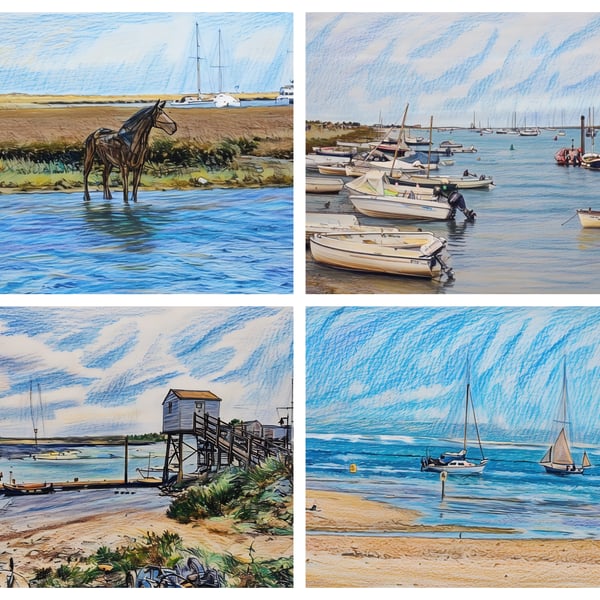 Pack of 4 Mixed Cards A5 Wells-Next-Sea Norfolk Coast 