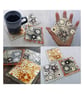 Handmade Fused Glass Flowers on Silver Drinks Coaster - Glass Tile Table Mat - Image 1