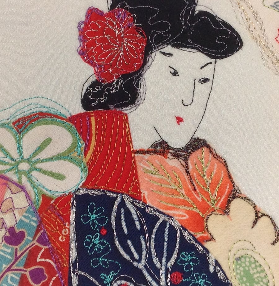 Geisha Beauty Textile Art