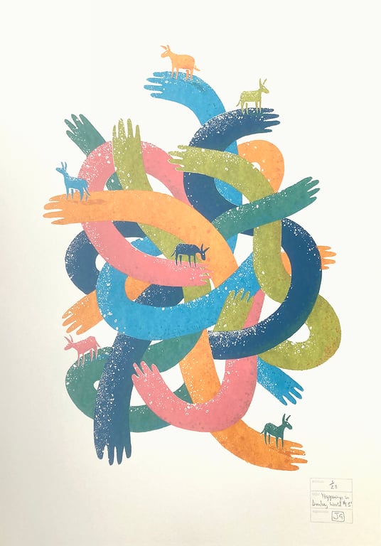 Happenings in Donkey World No.15 six-colour A2 screen-print