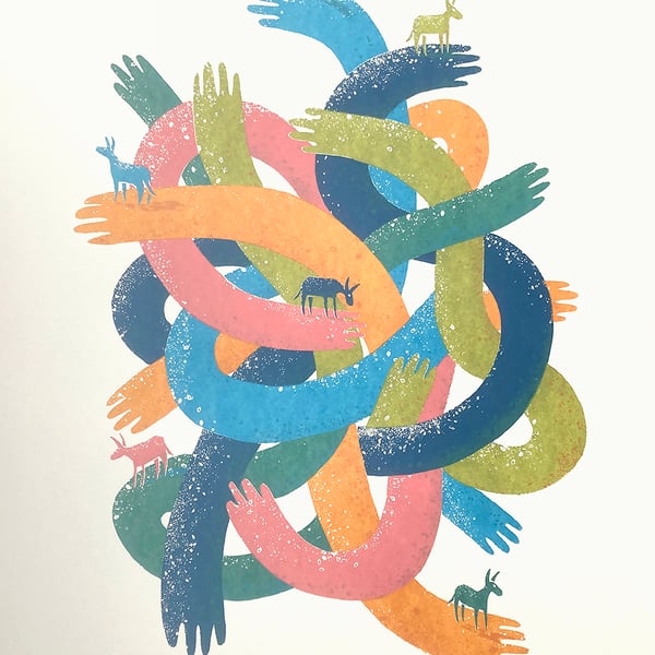 Happenings in Donkey World No.15 six-colour A2 screen-print