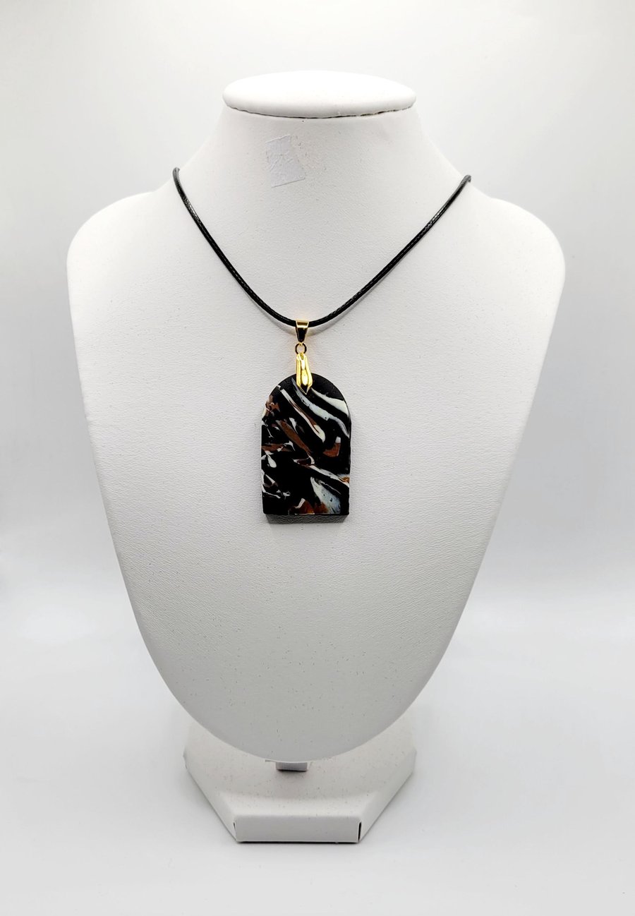 Asymmetrical Polymer Clay Pendant Necklace, Abstract Artisan Statement Jewellery