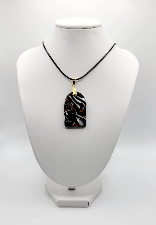 Asymmetrical Polymer Clay Pendant Necklace, Abstract Artisan Statement Jewellery