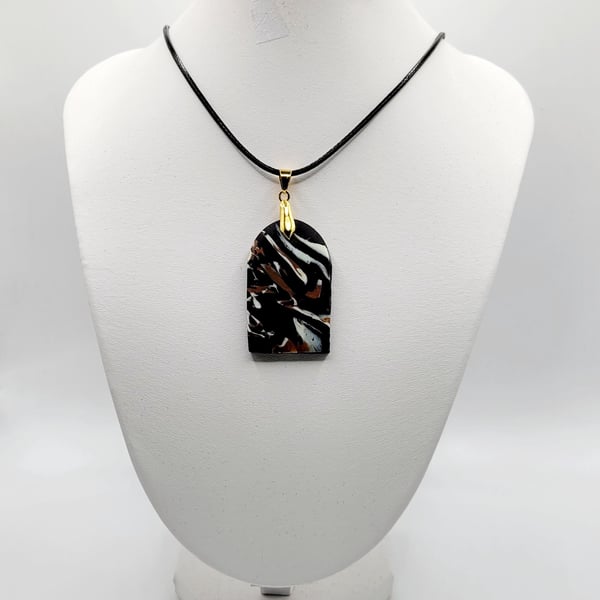 Asymmetrical Polymer Clay Pendant Necklace, Abstract Artisan Statement Jewellery